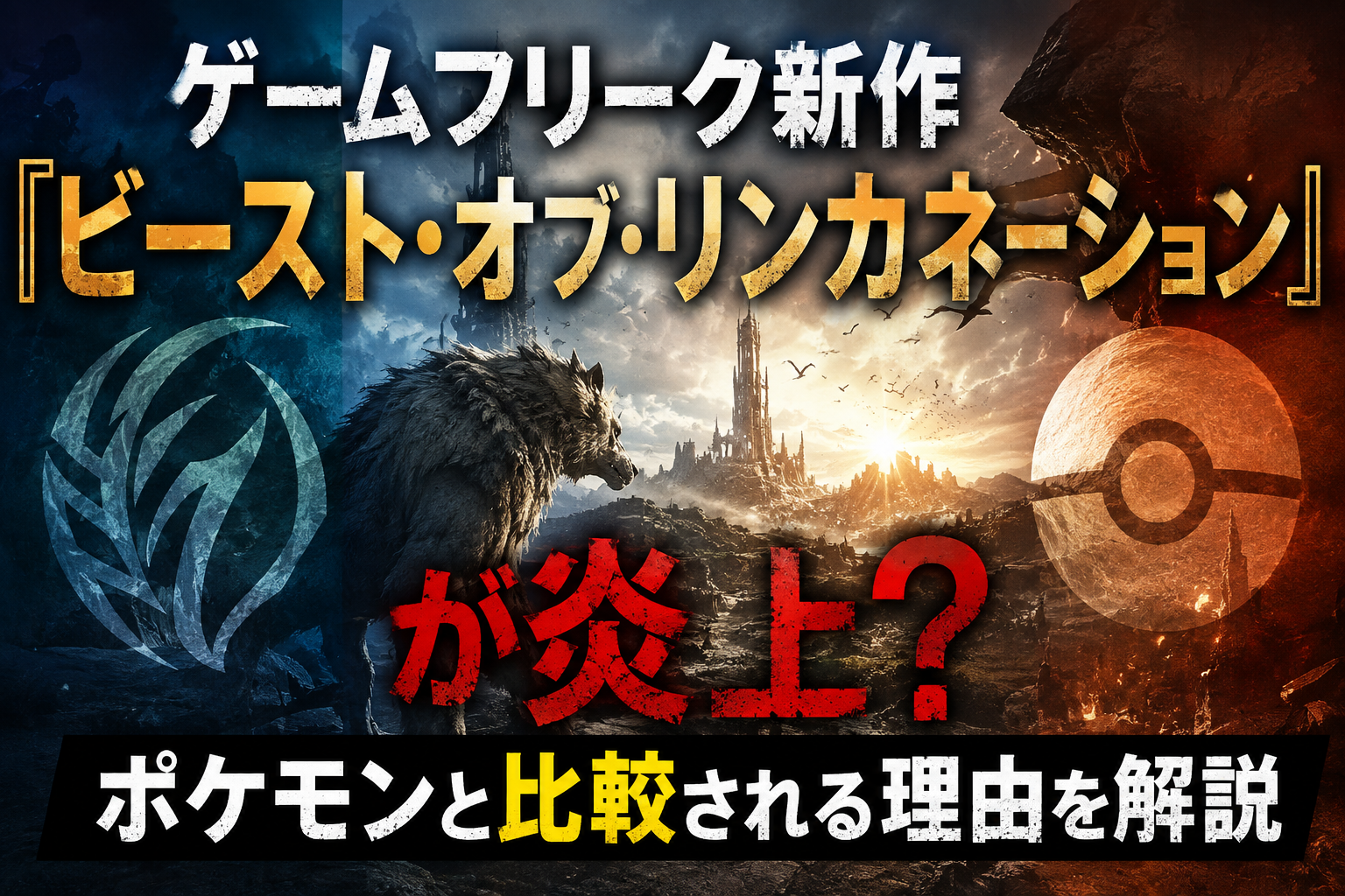 ゲームフリーク新作『ビースト・オブ・リンカネーション』がポケモンと比較され話題となっている様子を表現したイメージ画像