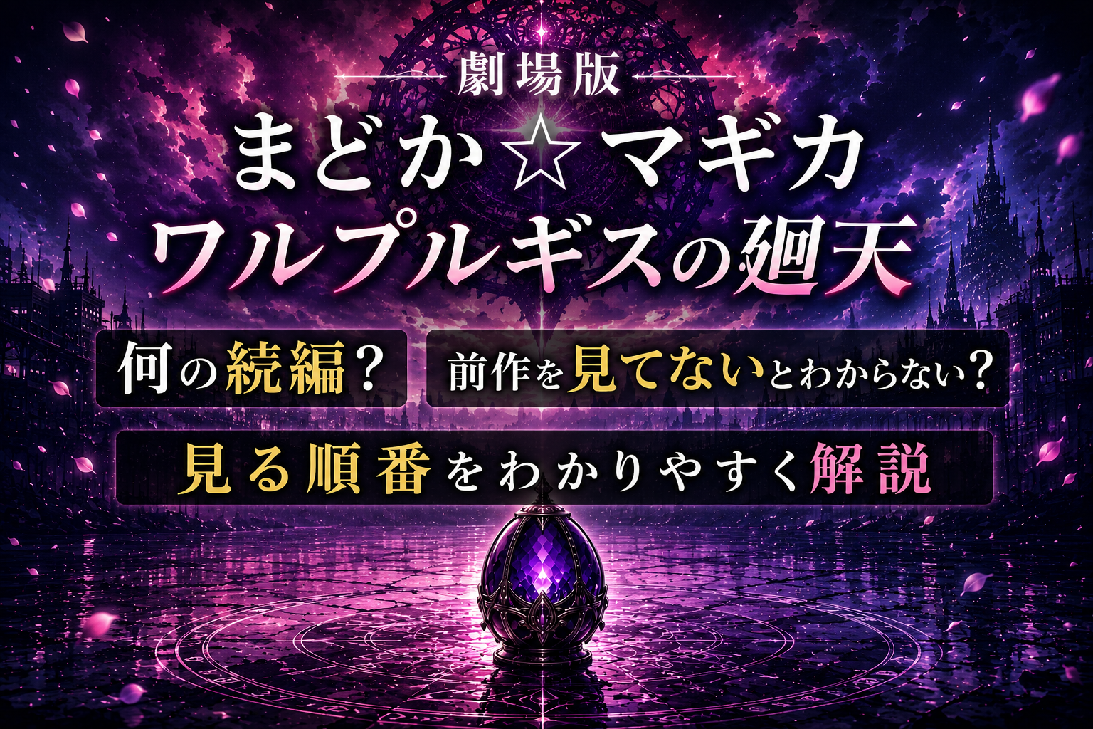 劇場版『まどか☆マギカ ワルプルギスの廻天』の続編や前作、見る順番を解説するアイキャッチ画像
