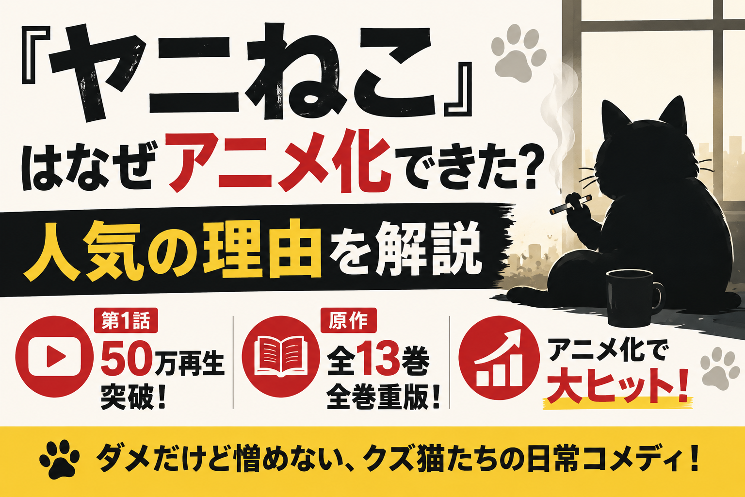 『ヤニねこ』はなぜアニメ化できた？50万再生・全13巻重版まで人気になった理由